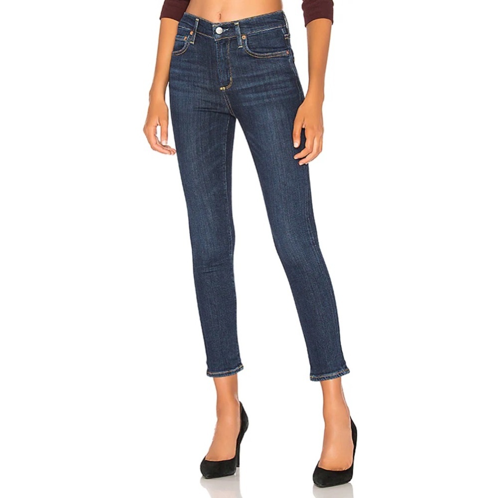 Agolde High Rise Skinny Crop Dark Wash Jeans 26